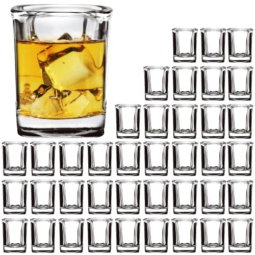Shot Glasses Set with Heavy Base22 oz Mini Square Whiskey Shot Glasses bulk 40 pack Clear Espresso Shot Glass for Whiskey and LiqueursIdeal for ChristmasHalloween and Thanksgiving